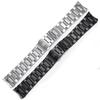 ONENew 22mm 24mm Solid Stainless Steel Watchband Bracelets Silver Black Curved End Link for TAG heuer Cal-era Watch Band Men StrapsMN