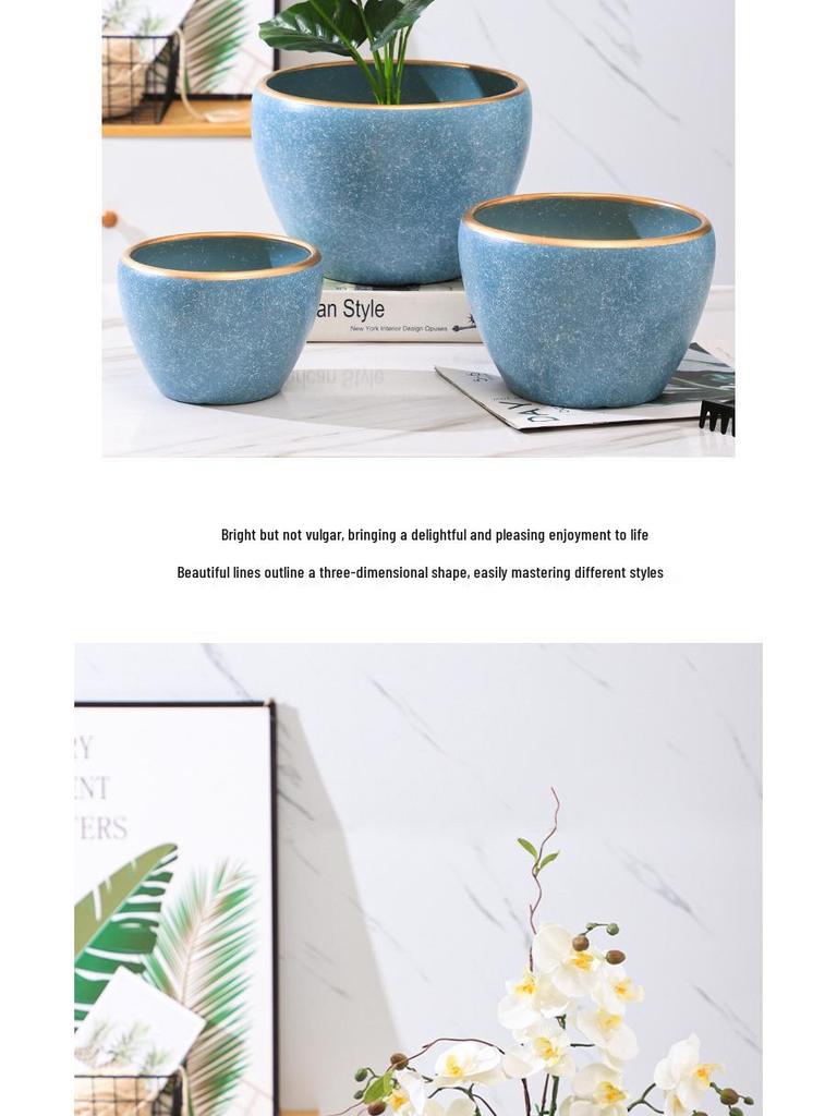 Extra Großer Nordischer Keramik-Blumentopf für Innen- und Balkongebrauch - Perfekt für Orchideen, Sukkulenten und Bonsai