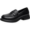 ZHR Women's Genuine Leather Chunky Heel Loafers KL01