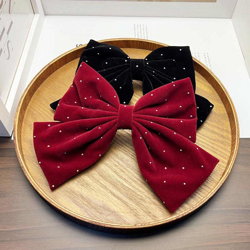 Red Velvet Rhinestone Hair Clip for Women - New Year, Christmas & Bridal Accessory