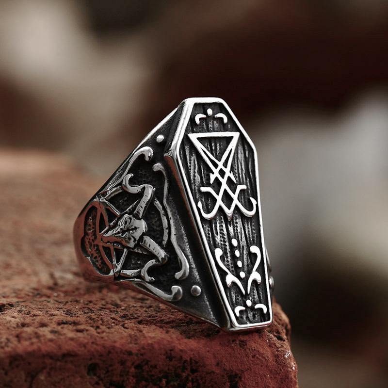 Fashion Vintage Stainless Steel Cross Rings for Men's Punk Creative Amulet Pentagram Ring Personality Jewelry Gift Wholesale