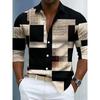 New Men's Long Sleeved Shirt with 3D Color Ink Print Design, Fashionable and Luxurious Print, Comfortable and Soft Top