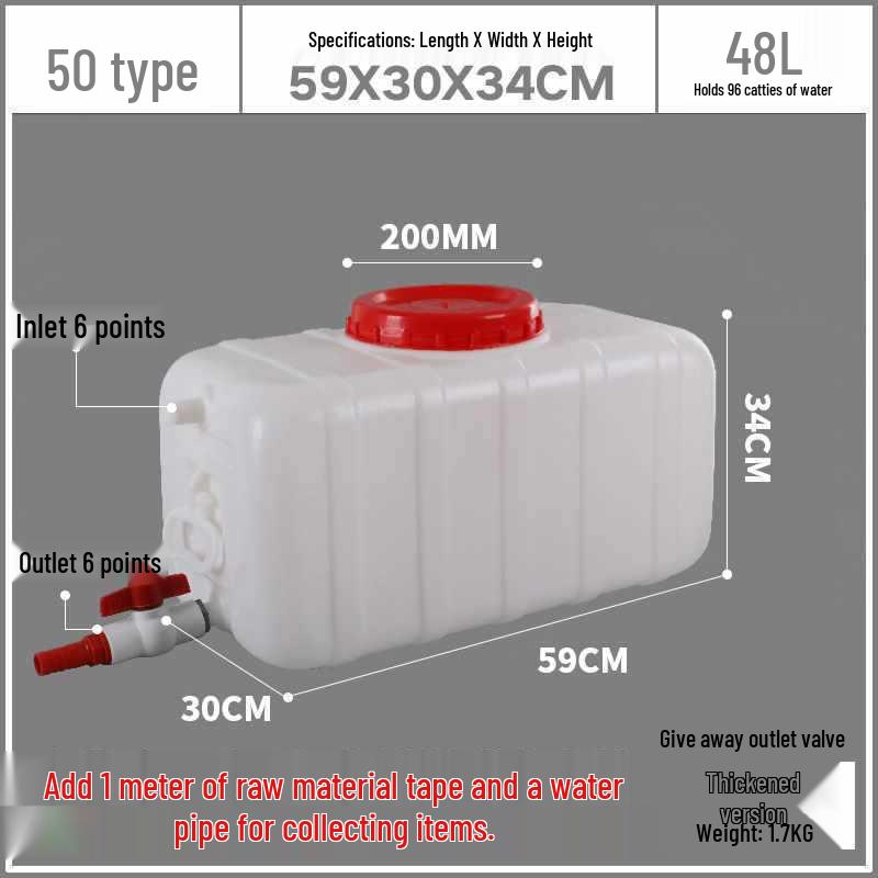 Food Grade Large Plastic Water Storage Bucket with Rectangular Lid for Household Use