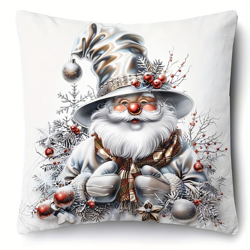 Christmas Themed Pillowcases: Santa, Snowman, Christmas Tree & Ornaments Designs Sofa Room Cushion Cover Home Decoration Gift