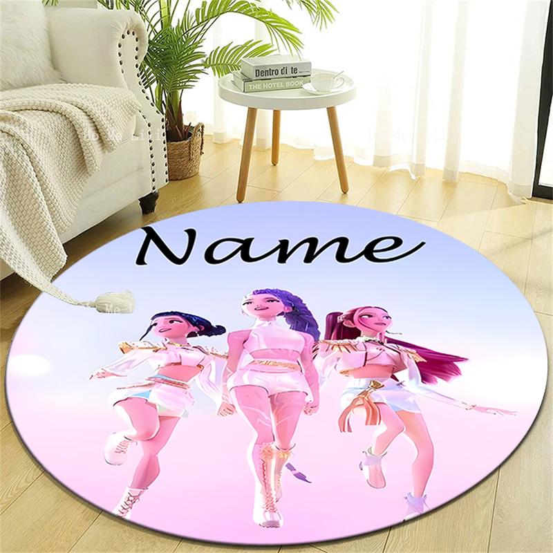 Personalized K-KPop Demon Hunters Round Chair Office Rug - Perfect for Mat, Office Chair & More - Ideal Gift for Birthdays and Holidays