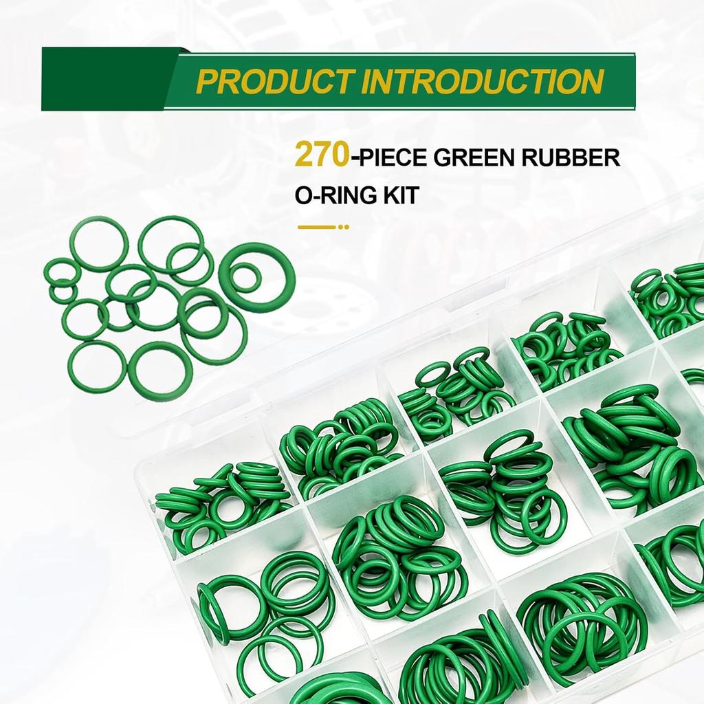 Car A/C Repair Kit, 270PCS O-Ring Set + 102PCS Car Air Conditioner Valve Core Kit With Double Head Tall Tool, A/C R12 R134A Refrigeration Tire Valve