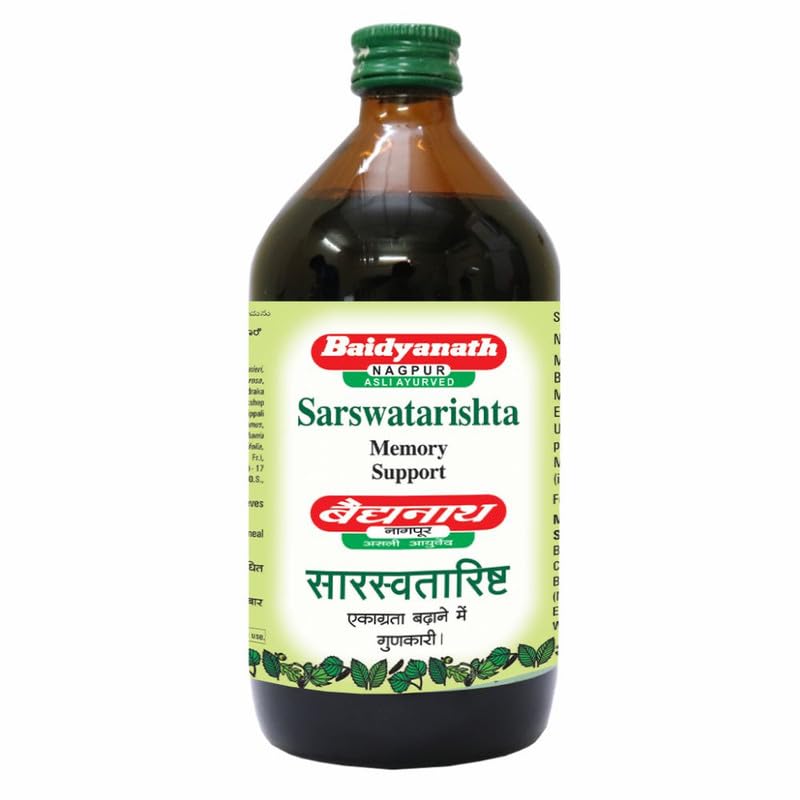 Baidyanath Saraswatarishta Ayurvedic Herbal Tonic Brahmi Wellness Drink Mental Calm Focus Daily Support 450 ml