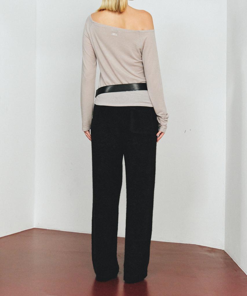 Aente Warm Terry Banding Pants - Black