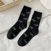 Sweet Girls Elegant Bowknot Pattern Cotton Crew Socks for Women Breathable Casual Fashion Student Middle Calf Socks