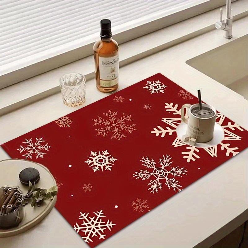 1Pcs Rubber Drying Mat With Snowflake For Coffee Shop Restaurant Kitchen Carpet Tableware Durable Diatom Mud Table Mat Pet Mat