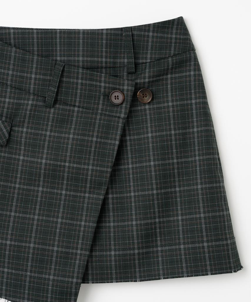 Milo Woman Slash Wrap Mini Skirt [Deep Green]