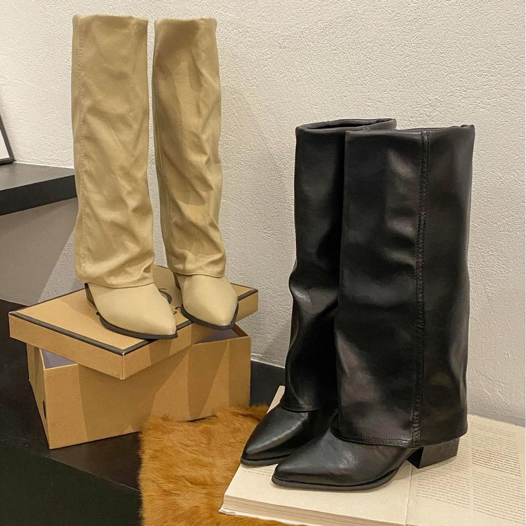 Pointed Long Knight Boots Women's 2025 New Autumn and Winter Temperament Thin Boots But Knee Trouser Boots