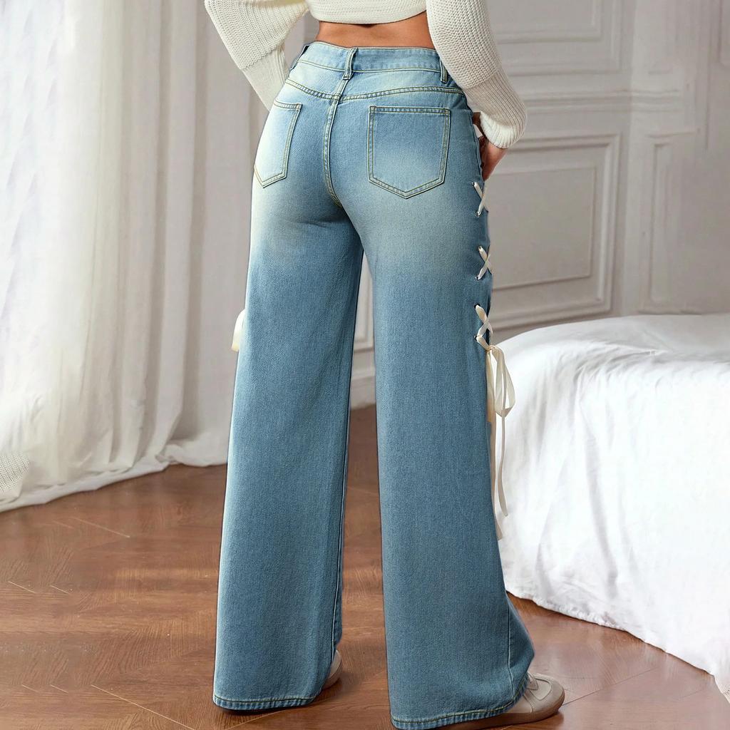 Women's Trousers Large Size Stretch Jeans Loose Semi-Elastic Pants