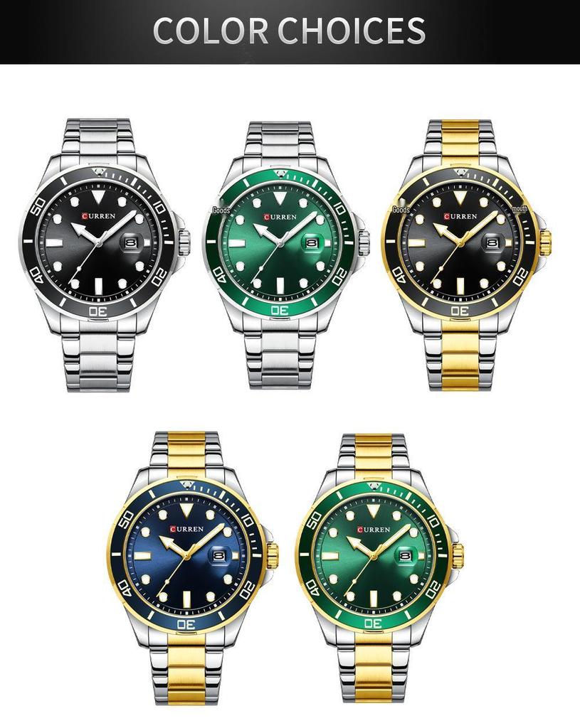 CURREN 8388 Men's Large Dial Calendar Waterproof Business Steel Band Watch