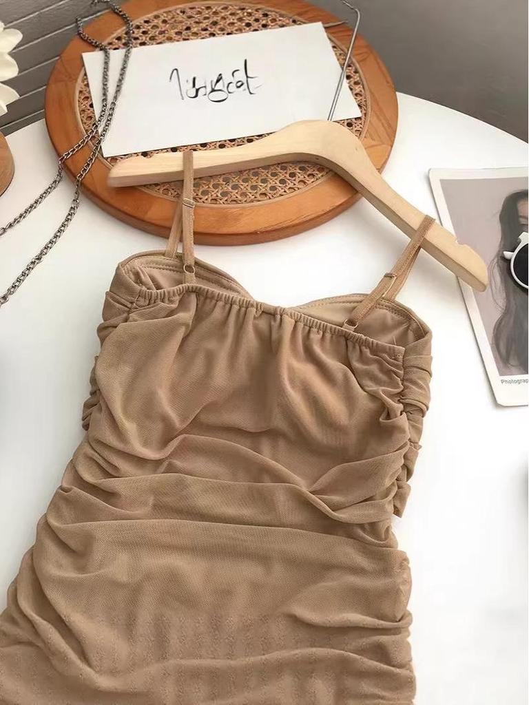 Summer Style Spaghetti Strap Dress - Sexy Twisted Knot Pleated Slim Fit Short Skirt for Mature Women