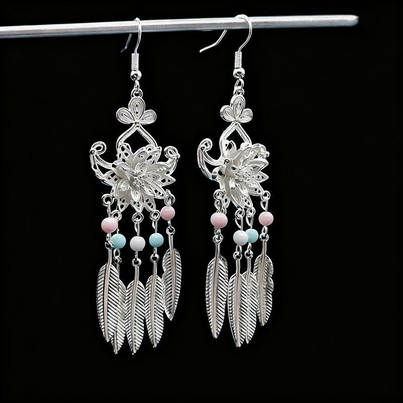 Ethnic style earrings Alloy silver-plated Miao ethnic minority Dong Yi earrings Earrings