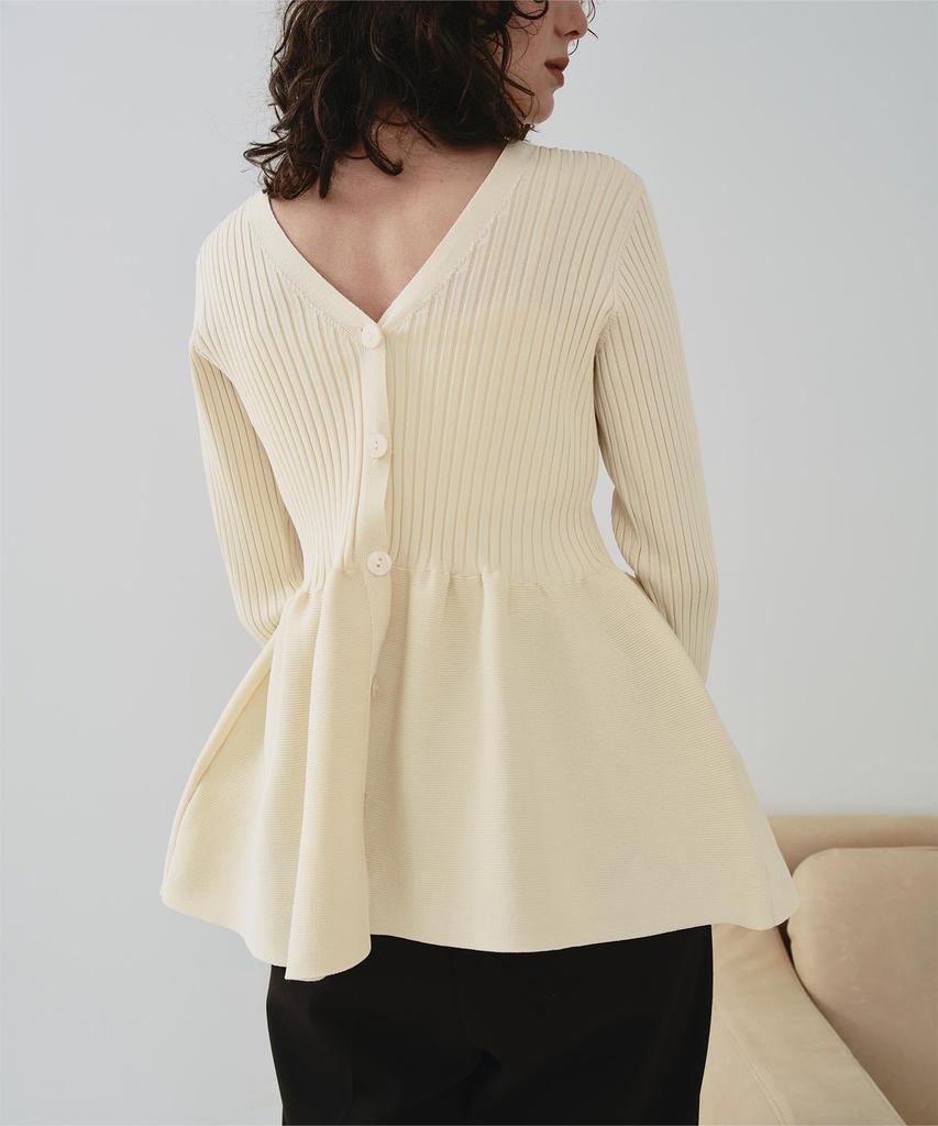 Titibait AFXP4187 Peplum Knit Size L Women's Two-Way Top, Ivory,