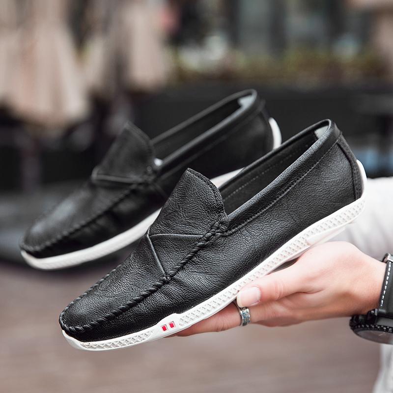 Leather Men Shoes Luxury Designer 2026 Casual Slip On Flats Penny Loafers Men Moccasins White Male Driving Shoes Chaussure Homme