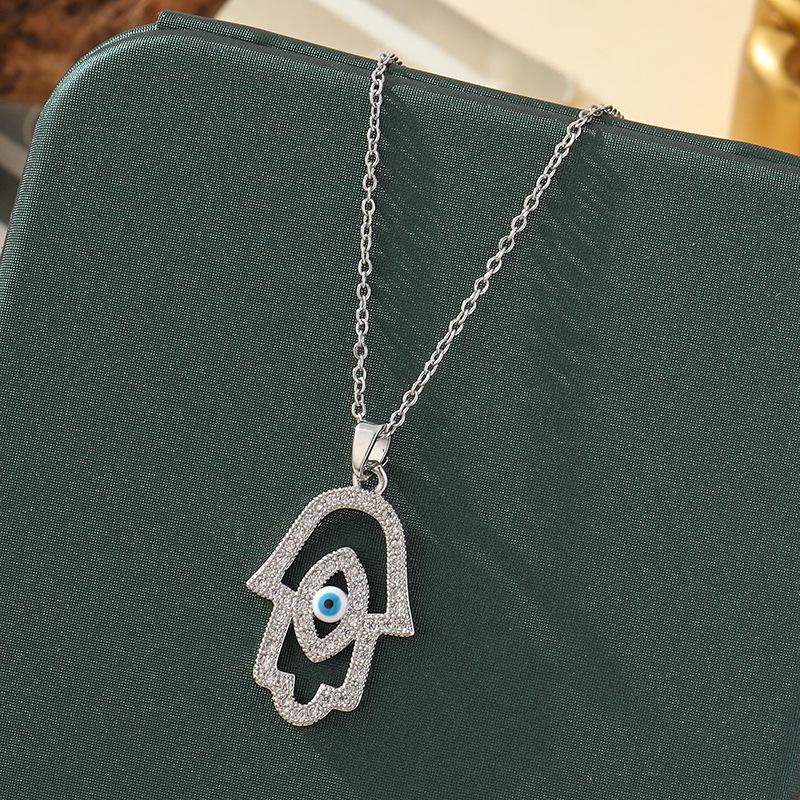 Beliebte Halskette mit blauem bösen Blick aus Titanstahl für Damen – Vielseitiger und personalisierter Schlüsselbeinkettenschmuck