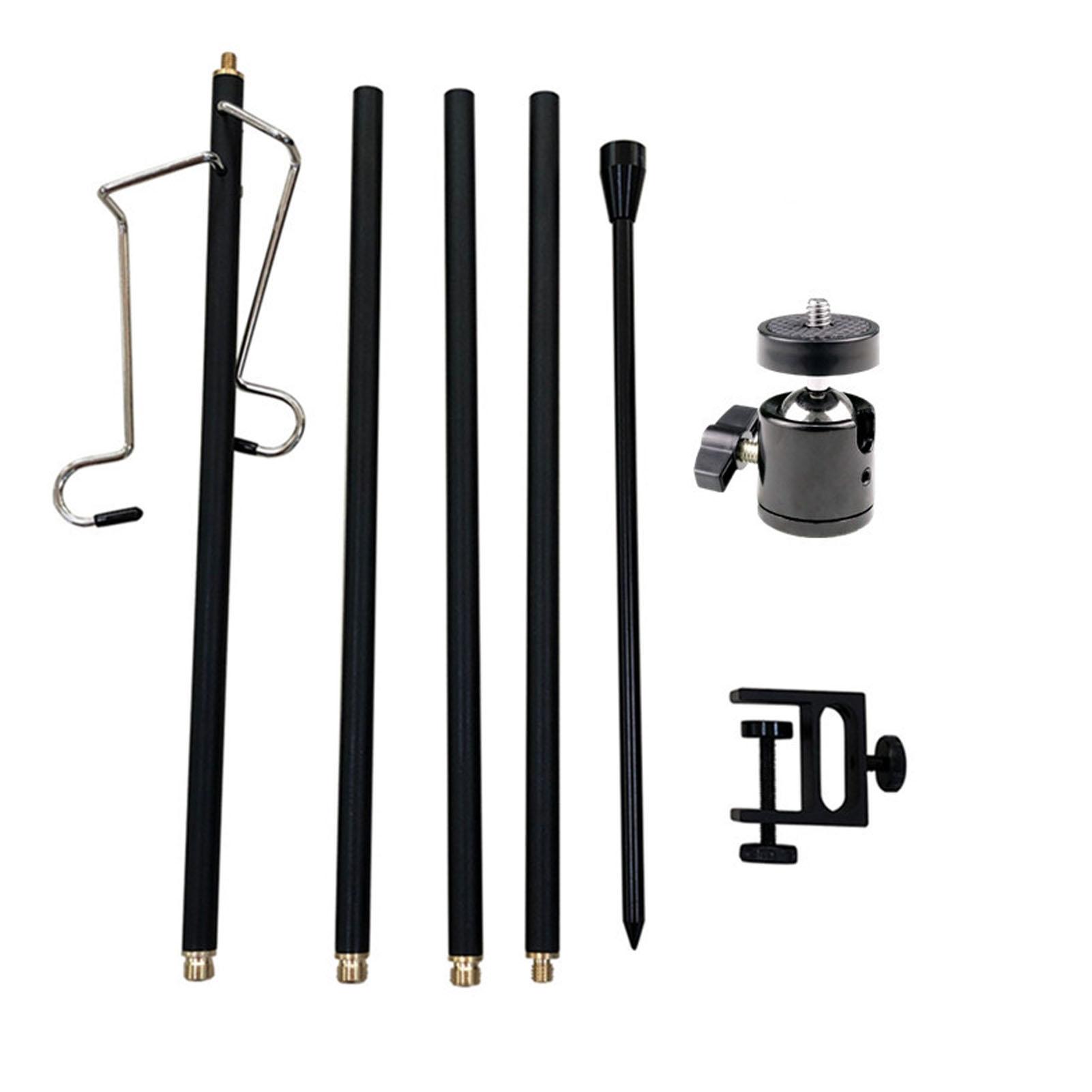 Camping Lamp Pole Detachable Lightweight Portable Camping Lantern Stand with Hook for Outdoor Camping 4 Sections Double