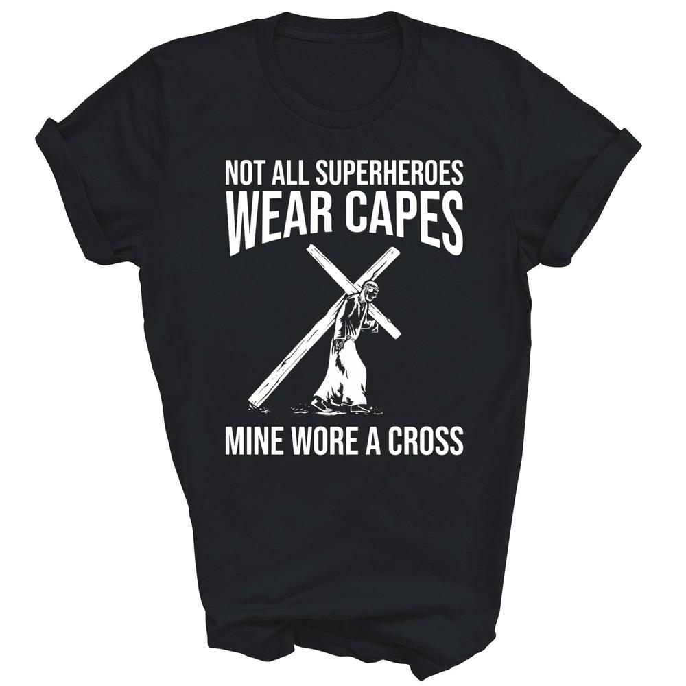 

Jesus Superhero Christ Cross God Christian Unisex Shirt Gift XL
