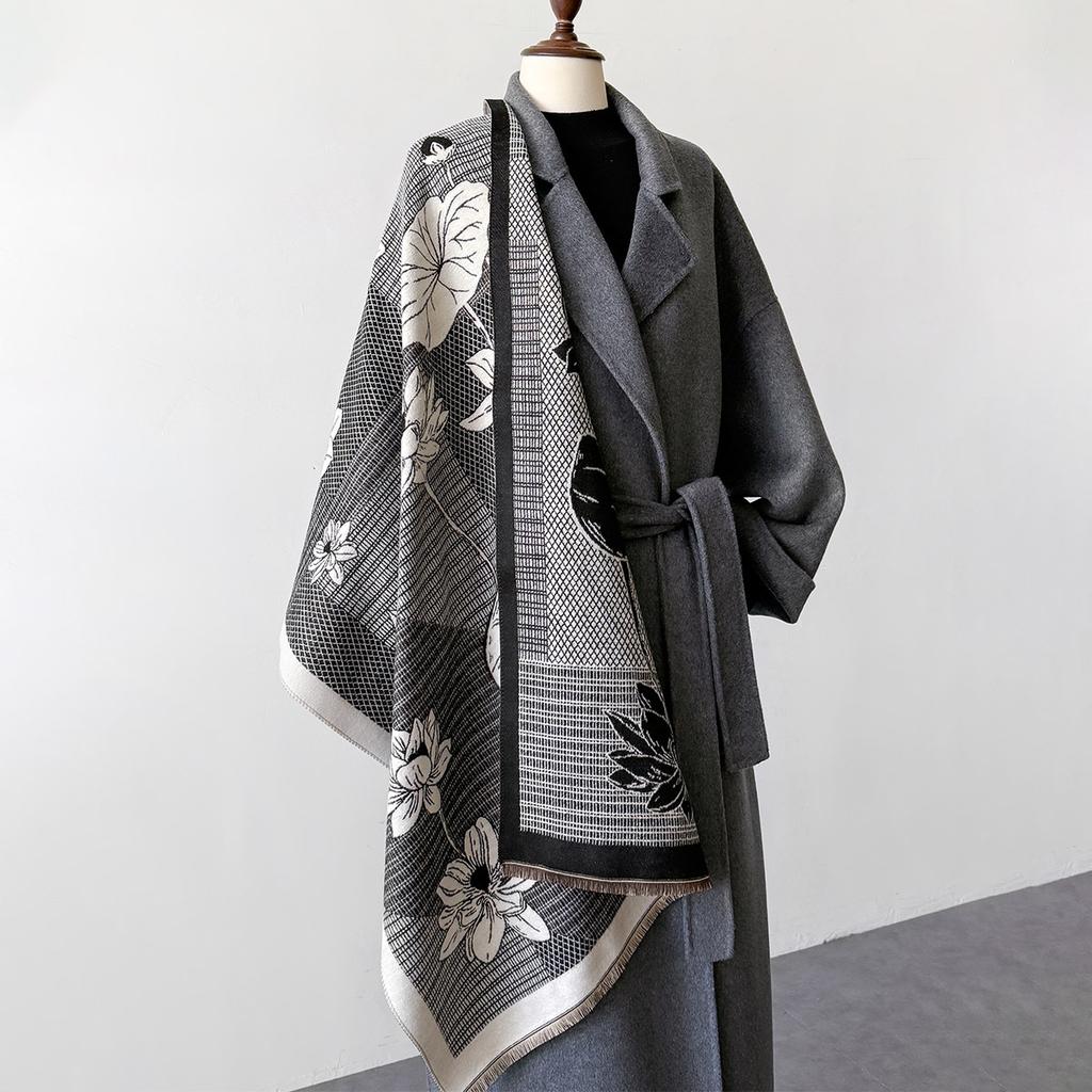 Winterschal für Damen Lang Warme Kaschmir-Imitation Schals Hijab Einfarbig Damen Stola Wickeltuch Weiblich Pashmina Bandana Kopftücher