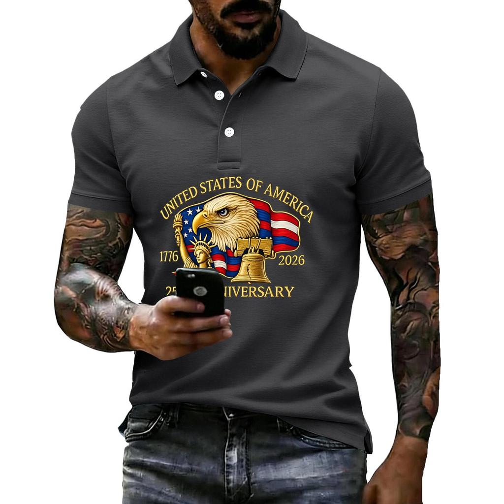 Men's Loose And Casual Flag-print T-shirt, Short Sleeve Shirt