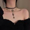 Neo-Gothic Crystal Multi-Layer Leather Necklace Exquisite Star Water Drop Choker Necklace for Women Girls Party Wedding Jewelry