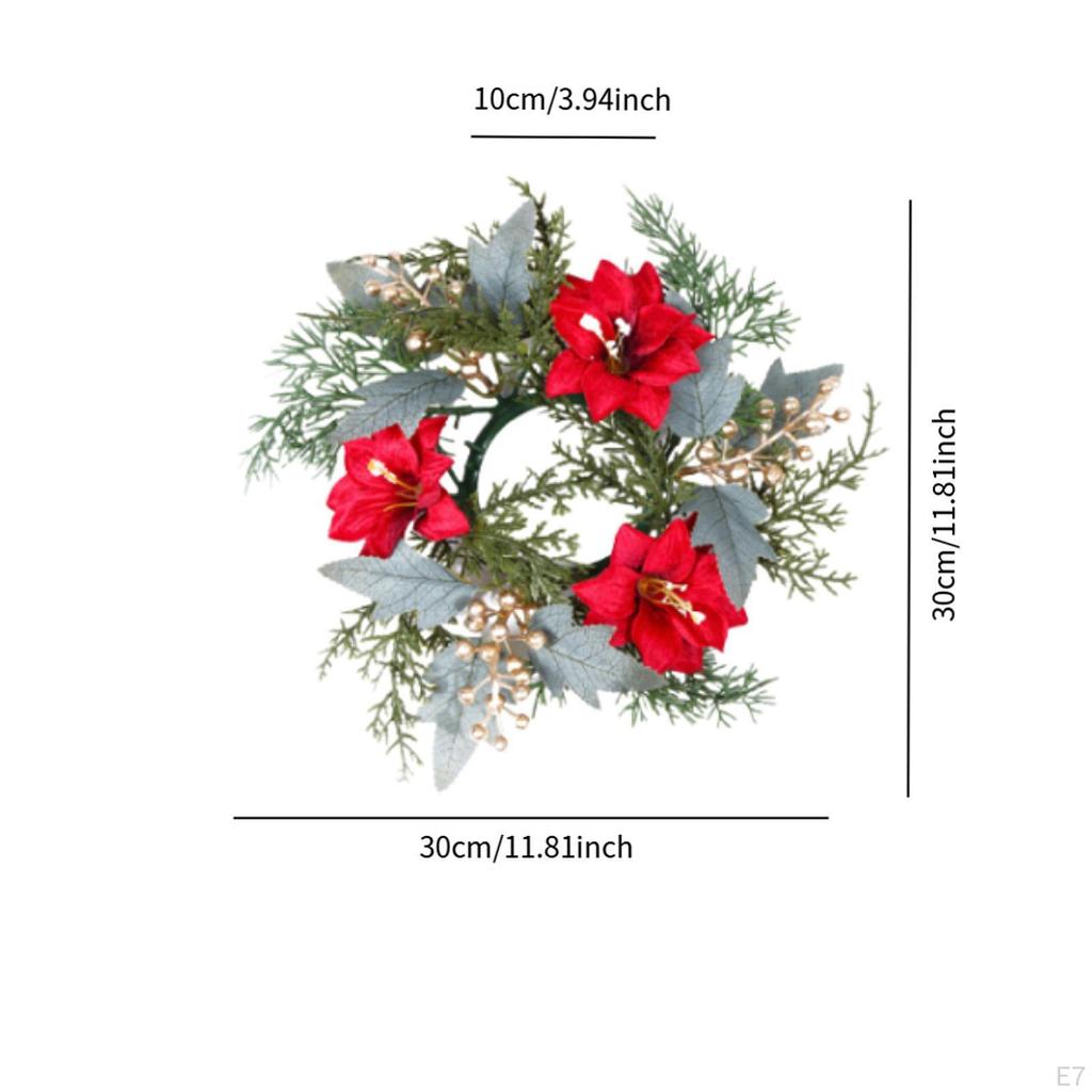 Christmas Candle Rings Wreath Inner Diameter 4" for Wedding Holiday Birthday Style A