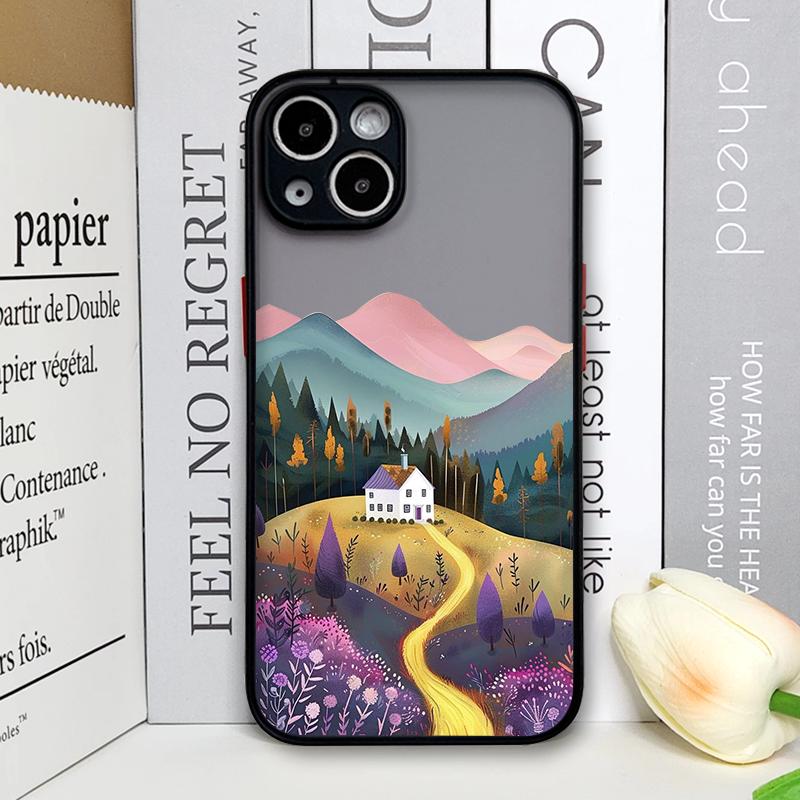 Mountain Forest Village Phone Case for IPhone 13 12 Mini 16 15 11 14 Pro Max 7 8 Plus SE X XS Shockproof Cover Sunflower Scenery