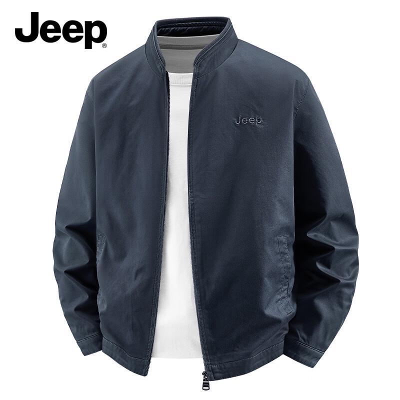 JEEP Men s Stand-Collar Washed Casual Jacket 3XL темно-синий
