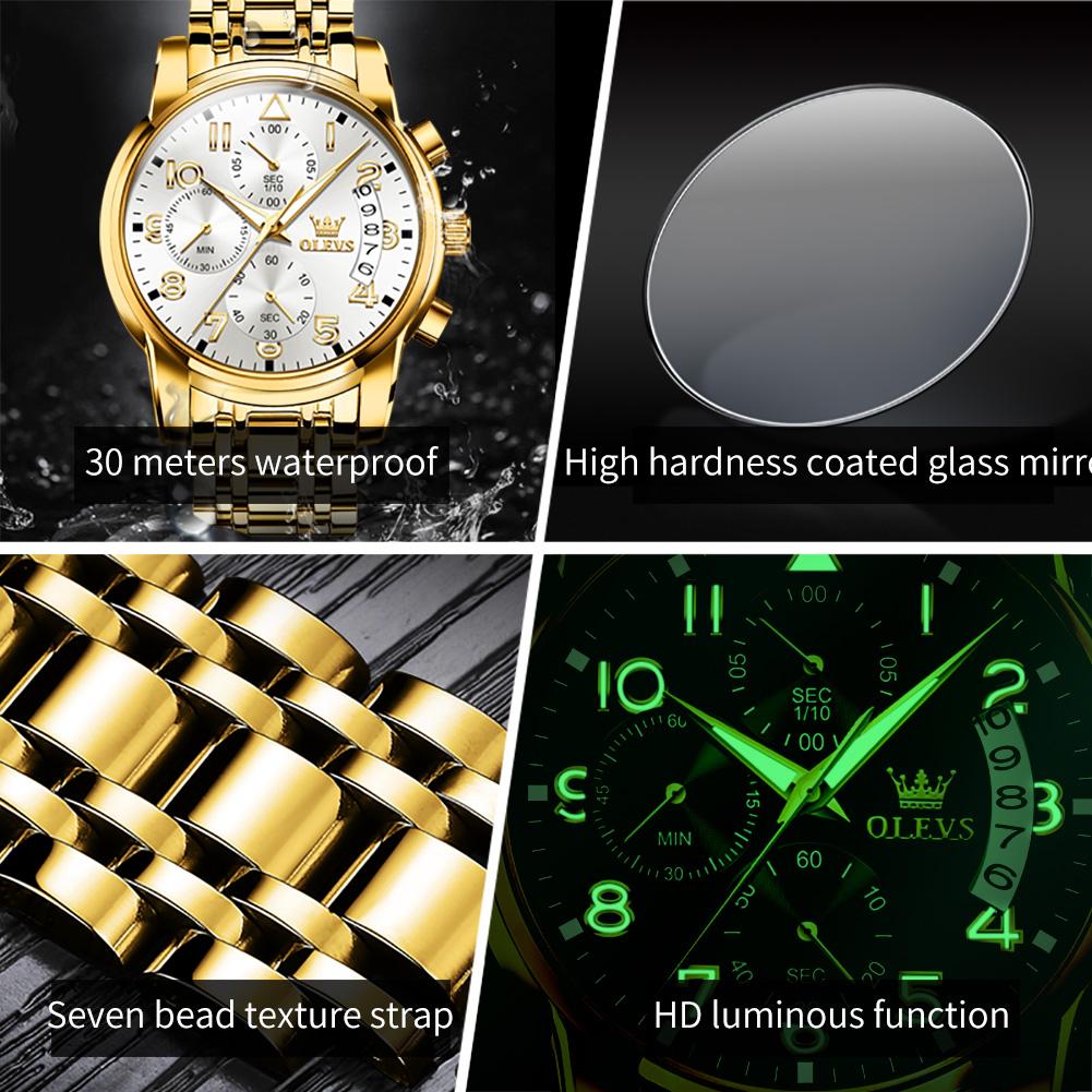 OLEVS 2879 Dropshipping Quartz Watch Stainless Steel Band Diamond Auto Date Concise Business Multifunction Watch Men