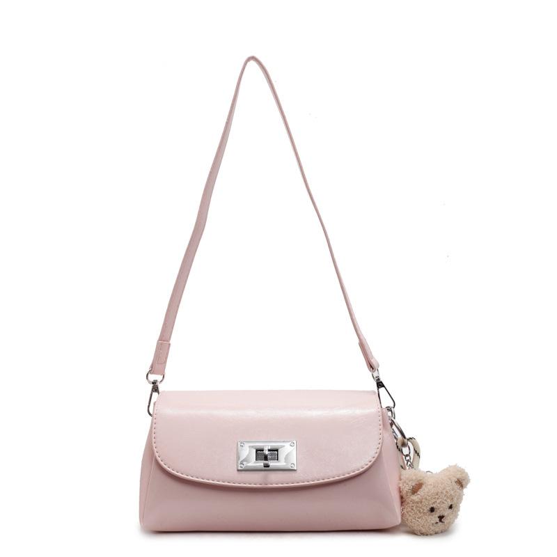Popular hot-selling Korean version of casual simple style solid color pillow bag women's commuting versatile texture oil wax leather messenger bag