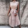 2024 Mid-Waist Slit Lace Bodycon Dress with Belt