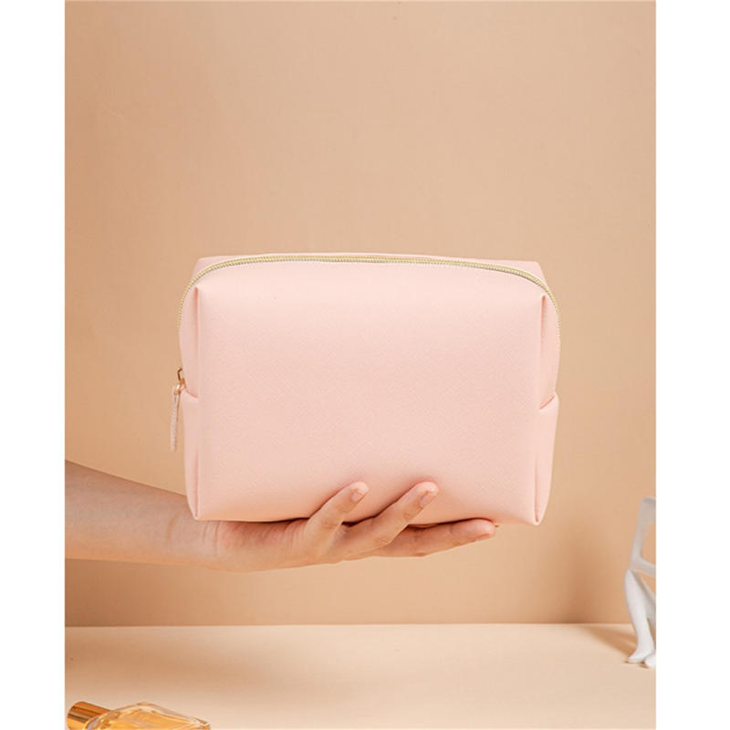 Portable Travel Zipper Cosmetic Pouch Water Resistant PU Leather Makeup Toiletry Organizer Bags for Women