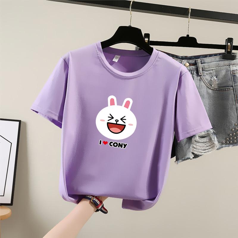2025 Léto Ležérní volné studentské tričko dívčí trička Harajuku roztomilý kreslený potisk Trička s krátkým rukávem Dámské Y2k topy