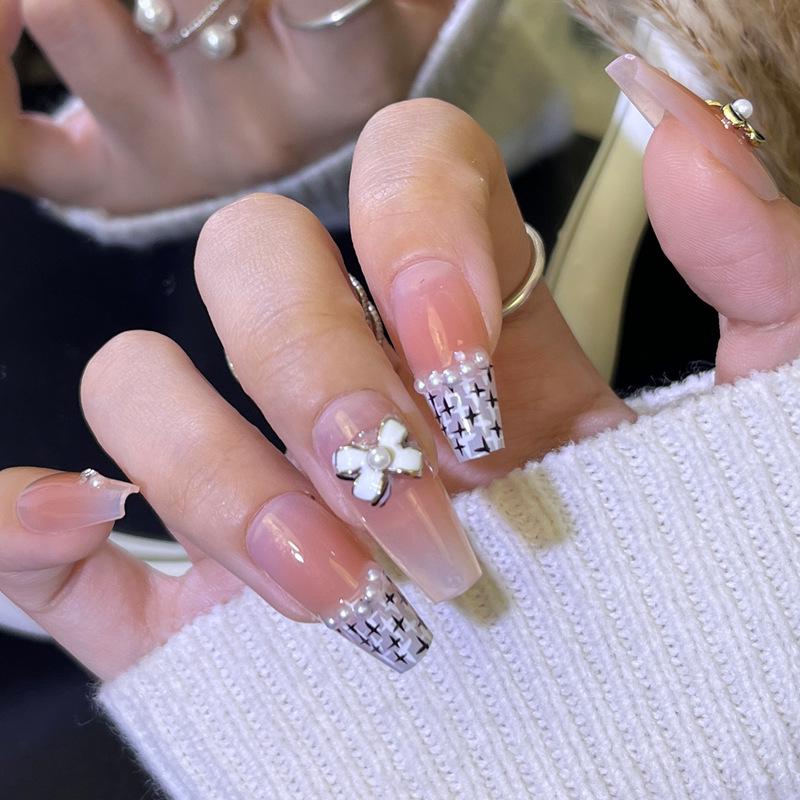 

Xiaohongshu Chic Bow Handmade Nail Art Tips - High-End Autumn/Winter Wearable Nails Handmade Nails S#10 pieces/bag