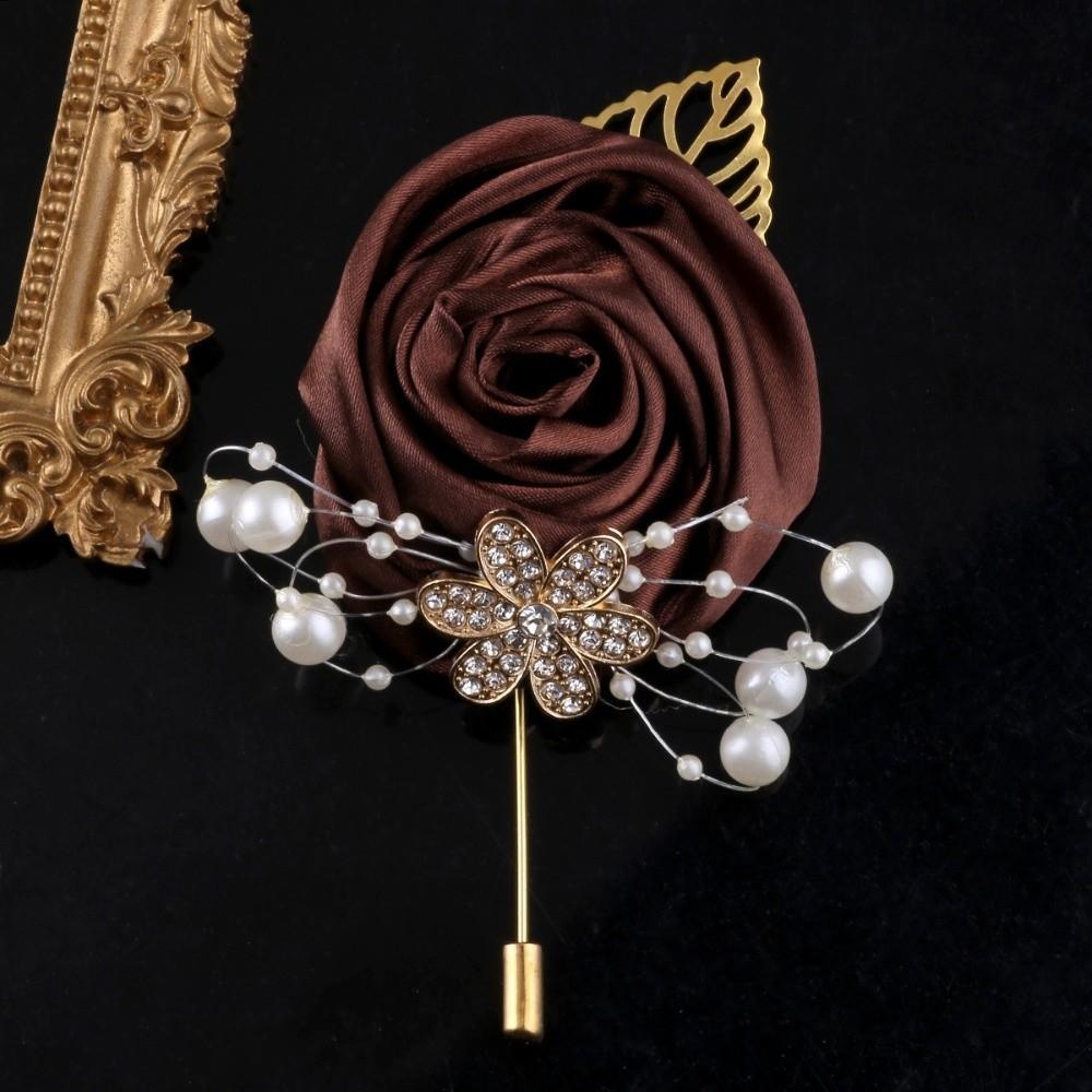 Elegant Chest Flower Rose Wedding Brooch Fashion Groom and Groomsmen Accessories  Prom Party