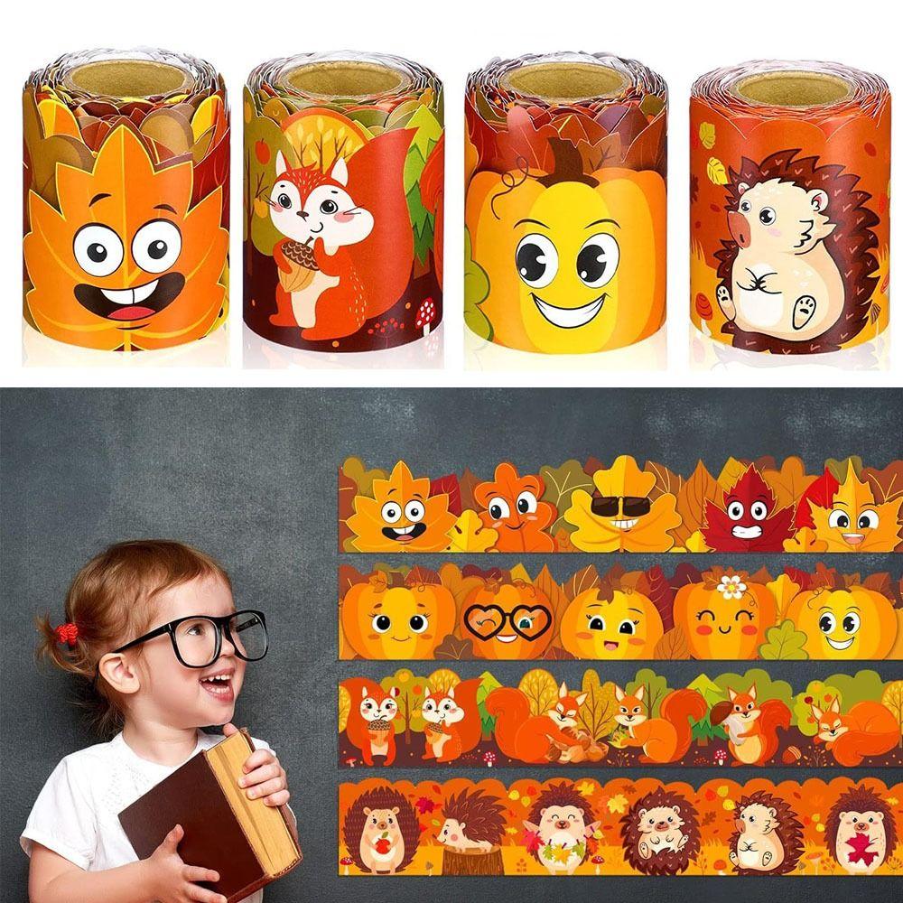 10m/Roll Cartoon Animal Poster Border Stickers  for Thanksgiving Wall Decoration