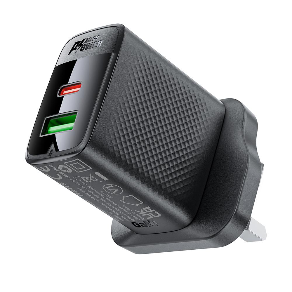 

ACEFAST A99 PD 30W GaN Charger Fast Charging USB-C+USB-A Dual Port Charger, UK Plug A