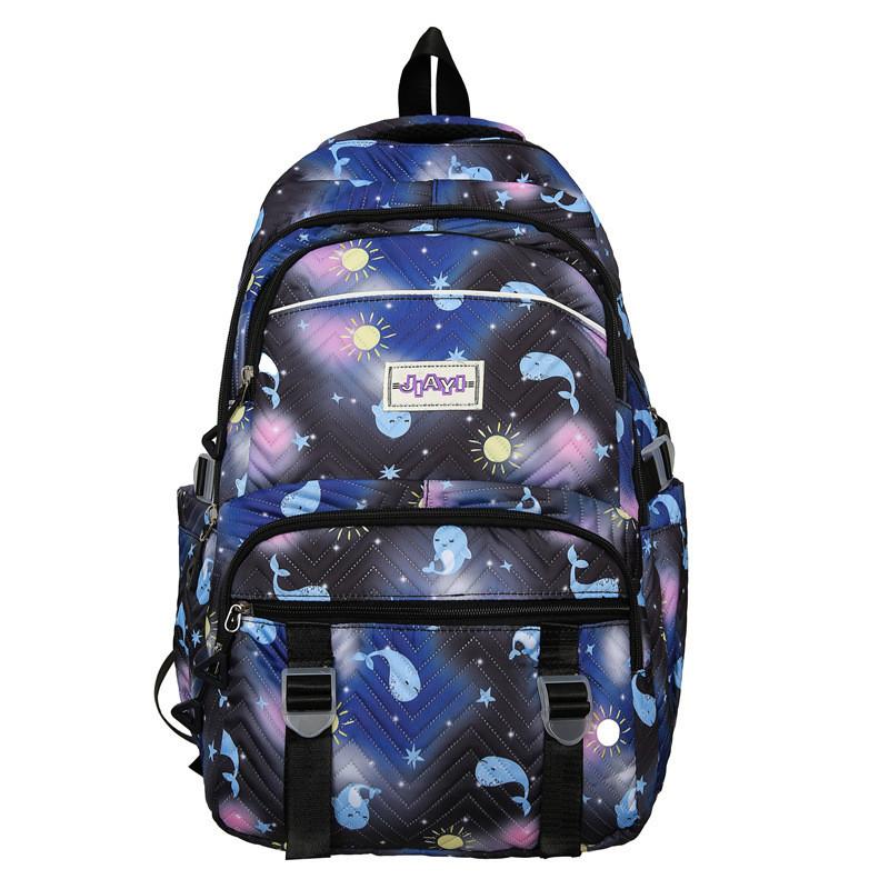 Colorful Cute Spotted Whale Print Large Capacity Student Backpack For Teens
