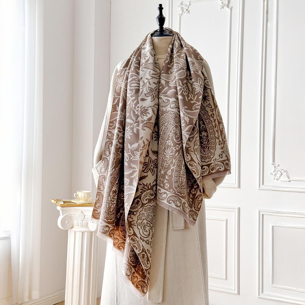 Luxury Winter Imitation Cashmere Scarf Women  Design Warm Pashmina Blanket Poncho Scarves Female Shawl Thick Foulard Bufanda