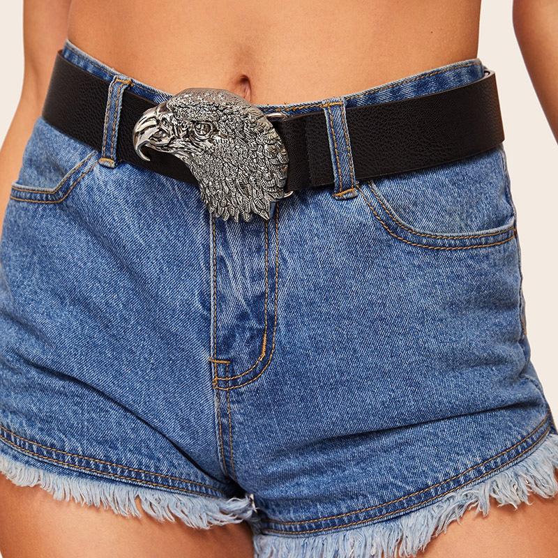 Pure Handmade New Female Eagle Atmospheric and Fashionable Flat Belt Big Buckle Scalp Belt