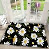 Blumen-Skizzen-Teppichmatte - Schwarz Weiß Rose Lilie Gänseblümchen Blume Linienkunst Minimalistisch Modern Dekorative Wohnkultur Teppich Schlafzimmer