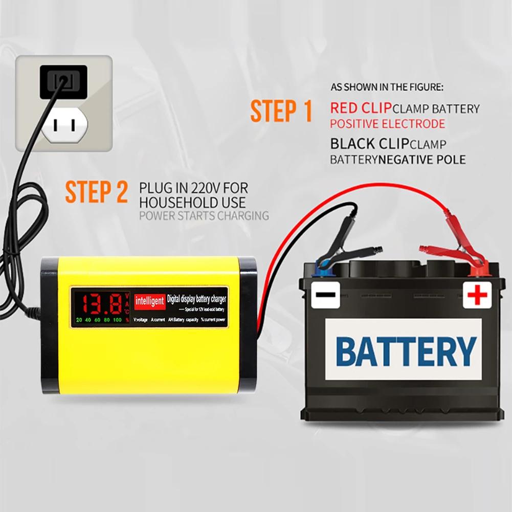 Car Motorcycle Batteries Power Charge LED Display Intelligent Car Motorcycle Battery Charger Short Circuit Protection US/EU Plug