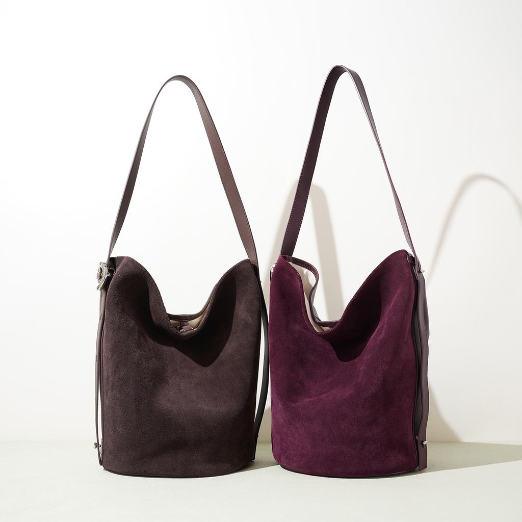 Autumn and Winter Leather Simple Retro Messenger Bag Matte Cowhide Exquisite Portable Bucket
