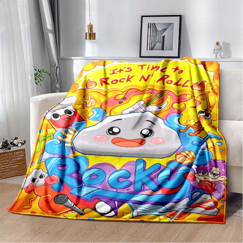 

Мягкое плюшевое одеяло Happy Rocky, Foxy и Boxy Lankybox, фланелевое одеяло для гостиной, спальни, кровати, дивана, пикника 75x90cm