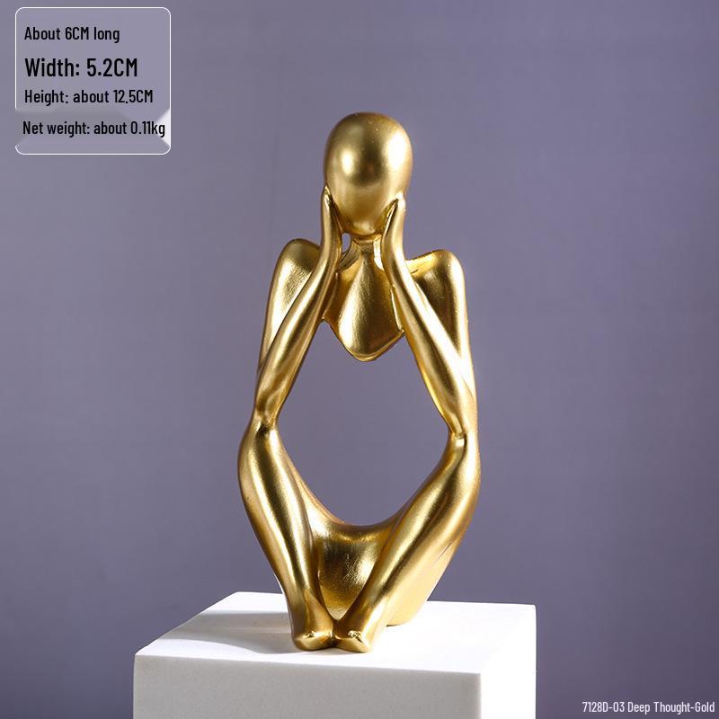 Mini Abstract Thinker Resin Ornament for Nordic Office or Bookshelf Decor