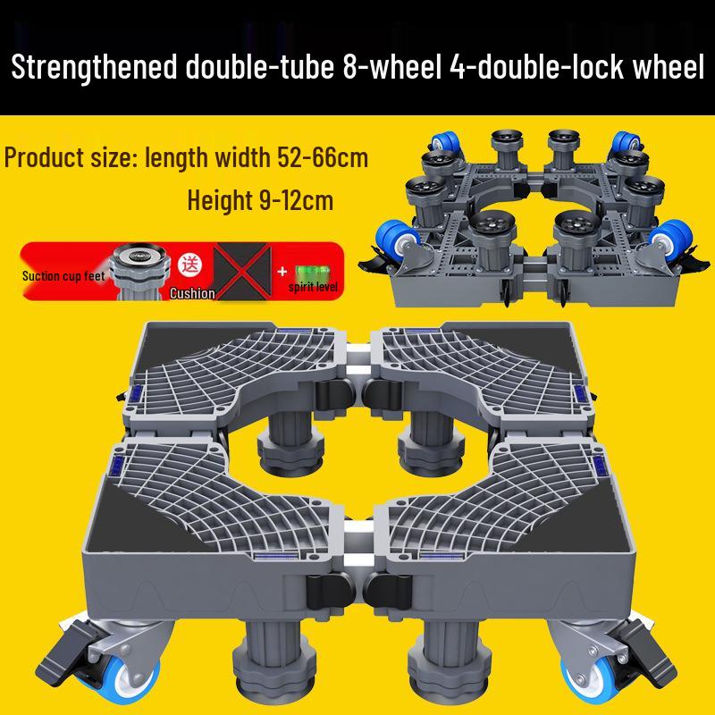 Grauer Verstellbarer Mobiler Waschmaschinenständer mit Rädern und Bremsen