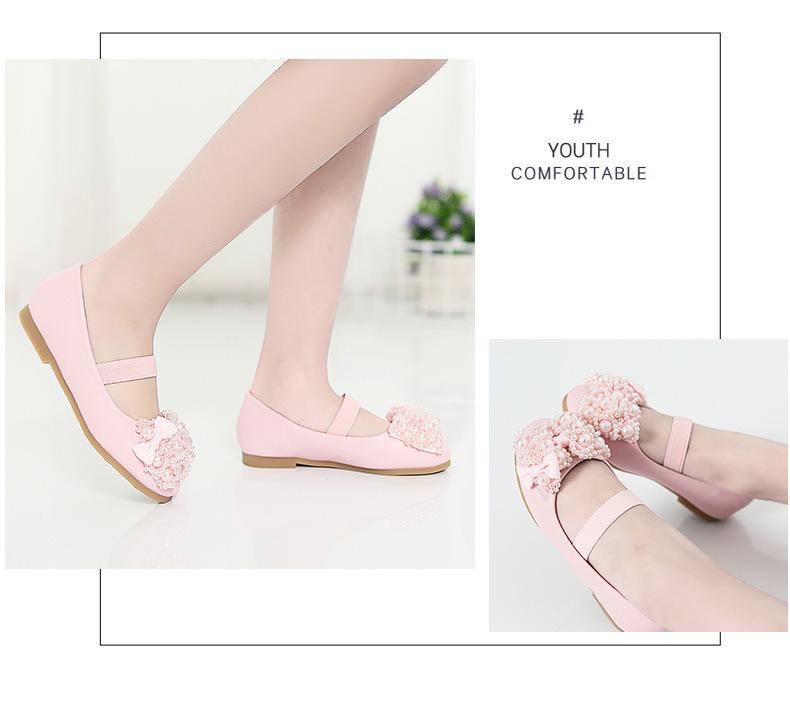 Girls' Princess Leather Dance Shoes - Flat, Single Dress Shoes for Baby and Toddlers